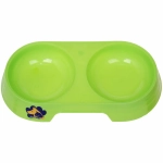 Миска пластиковая двойная «Мр. Марли», цвет зелёный, 23*12*4см