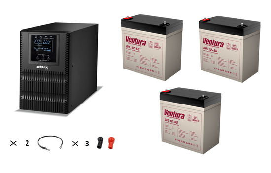 Комплект ИБП Stark Country 1000 Online One + АКБ Ventura GPL 12-55 х 3 шт.
