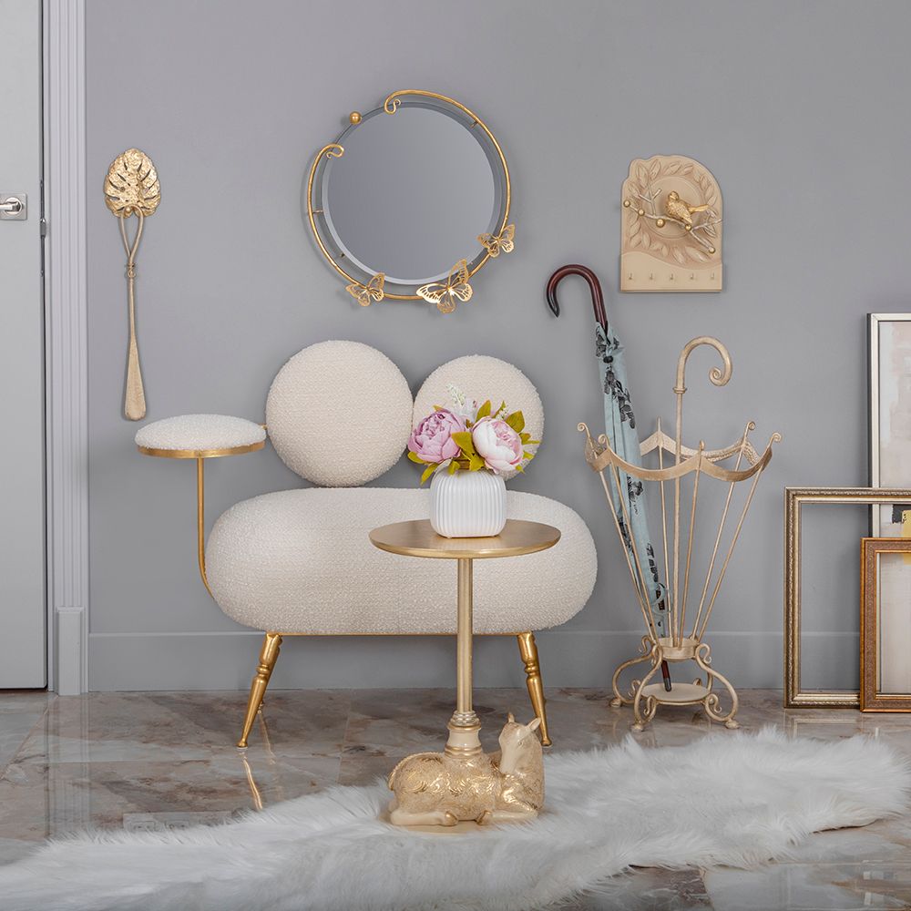 Банкетка Пьяно Золото Букле Белый