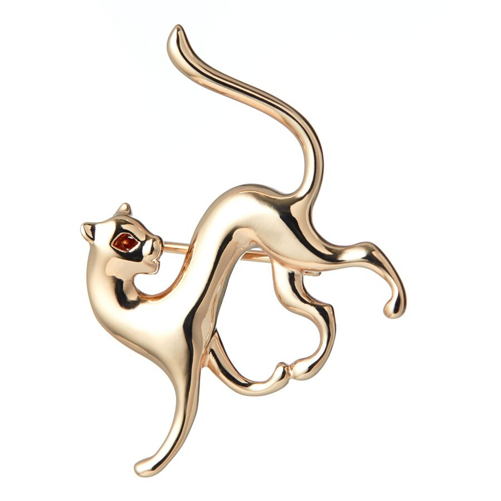 "Кошка" брошь в серебряном покрытии из коллекции "Животные" от Jenavi с замком булавка