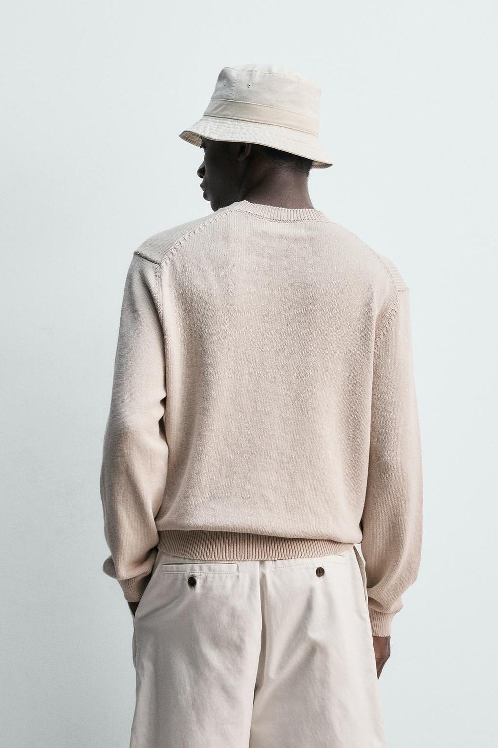 ZARA СВИТЕР ИЗ ХЛОПКА И ЛЬНА, ЭКРЮ