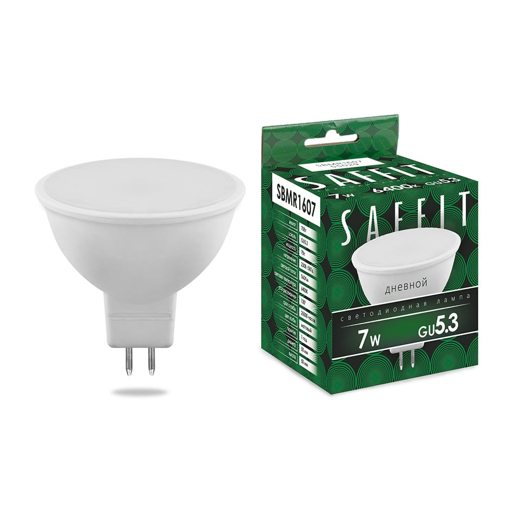 Лампа светодиодная LED SAFFIT SBMR1607 MR16 7W GU5.3 6400K 230v