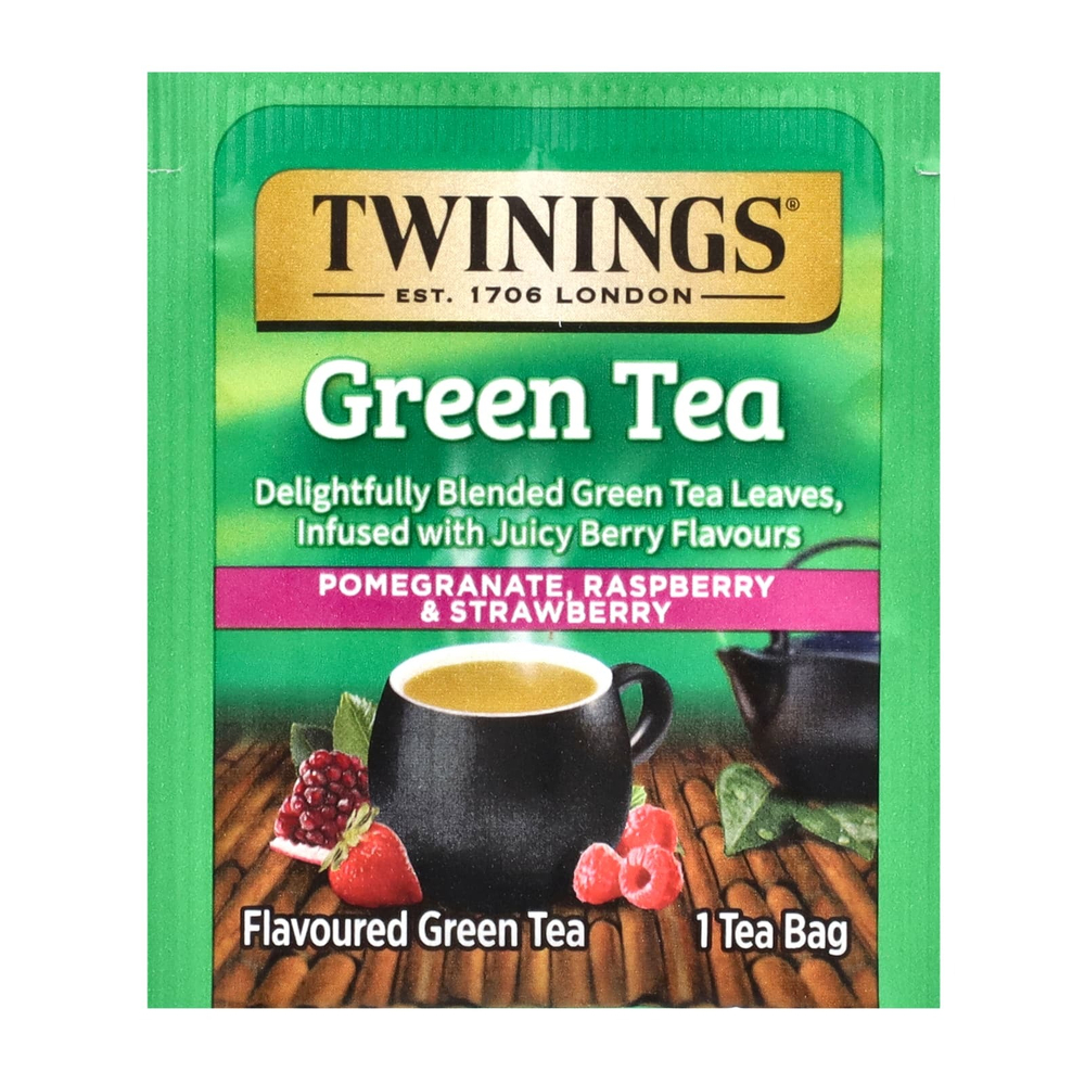 Twinings, зеленый чай, гранат, малина и клубника, 20 чайных пакетиков, 30 г (1,06 унции)