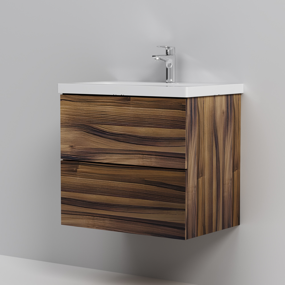 База под раковину, подвесная, 60 см, 2 ящика, орех