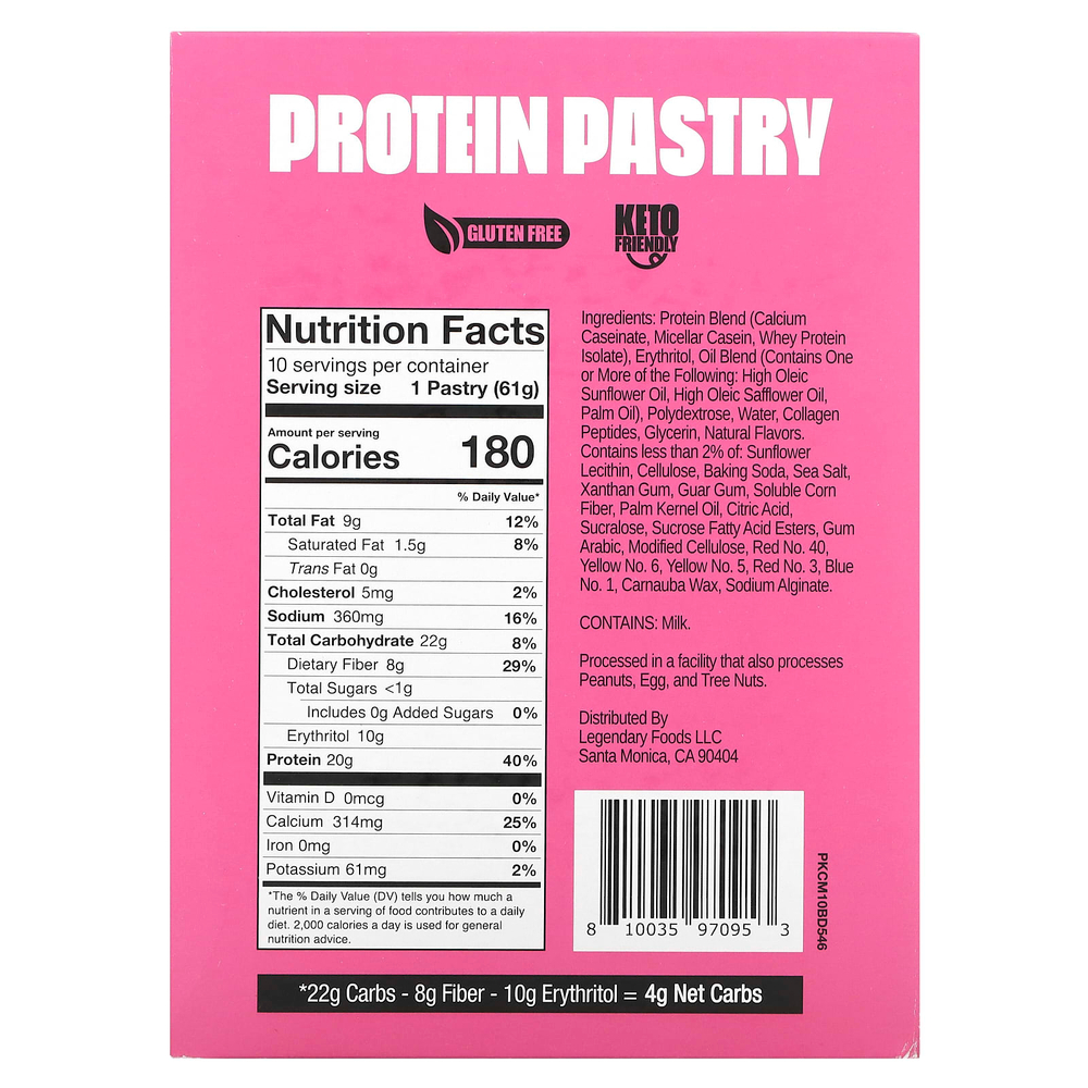 Legendary Foods, Protein Pastry, праздничный торт, 10 пакетиков, 61 г (2,2 унции)