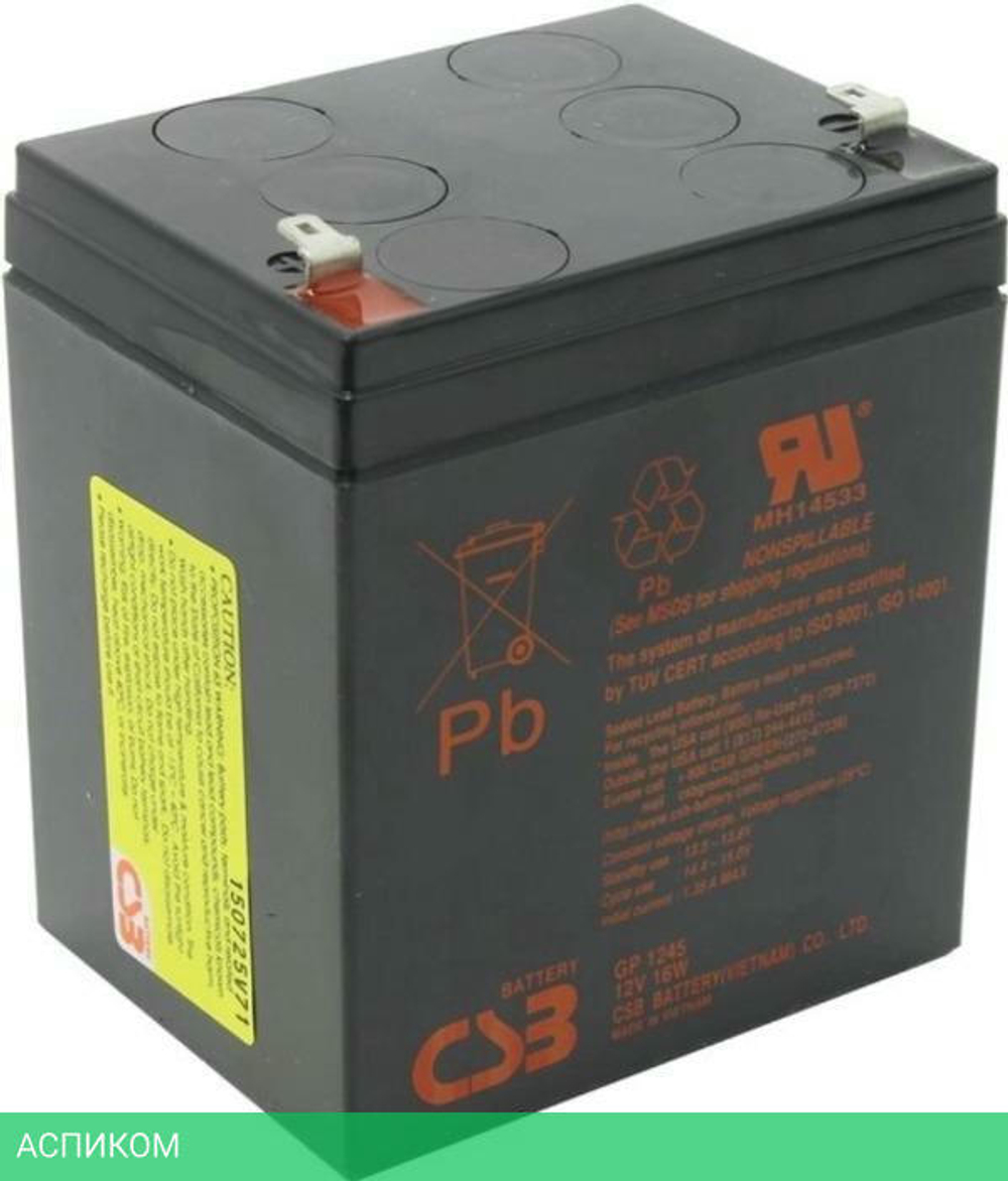 Аккумулятор для ИБП CSB 16W 12V/4.5Ah (GP 1245 F1)