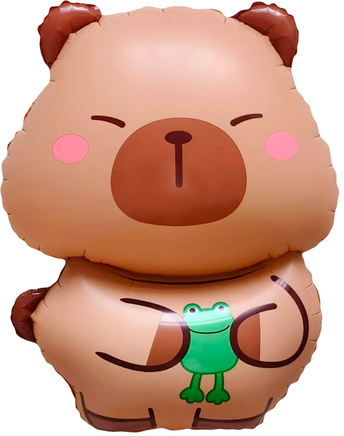 Шар (26''/66 см) Фигура, Капибара с лягушонком, 1 шт.