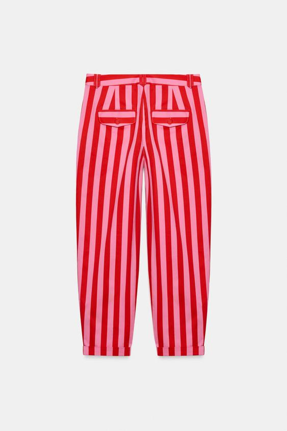 ZARA БРЮКИ ЧИНОС В ПОЛОСКУ, РОЗОВЫЙ