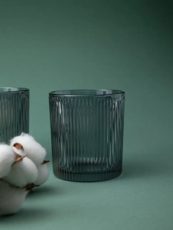 Набор ребристых бокалов для виски, 350 мл. 6 шт. черные