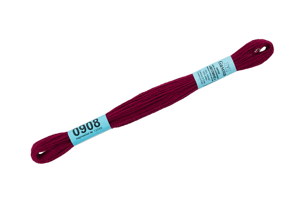 Мулине "Gamma", 100% хлопок, 8 м, №0908