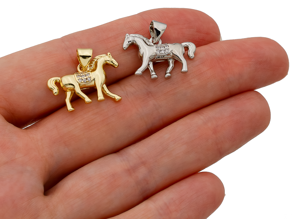 Подвеска "Лошадь" со стразами 13мм