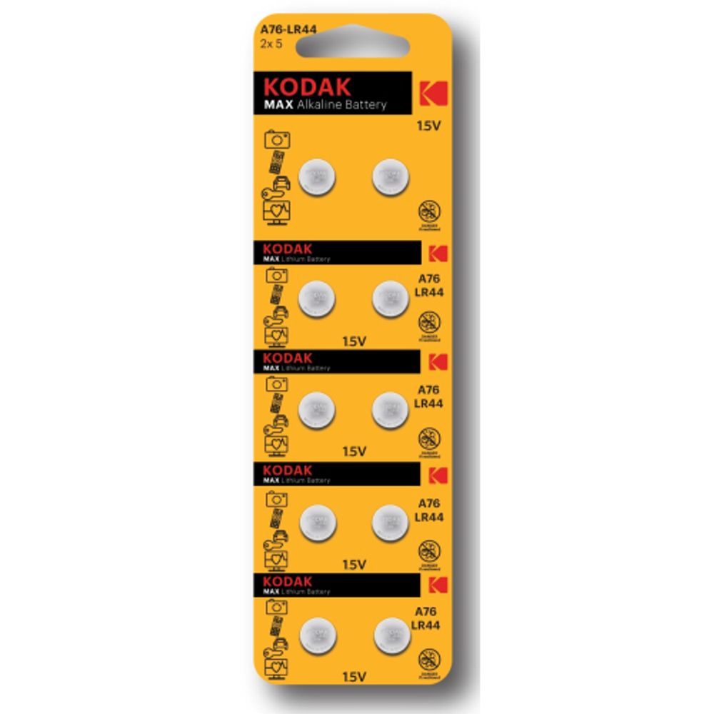 Батарейки Kodak AG13 LR1154, LR44 [KAG13-10] MAX Button Cell | Кнопочные (часовые)