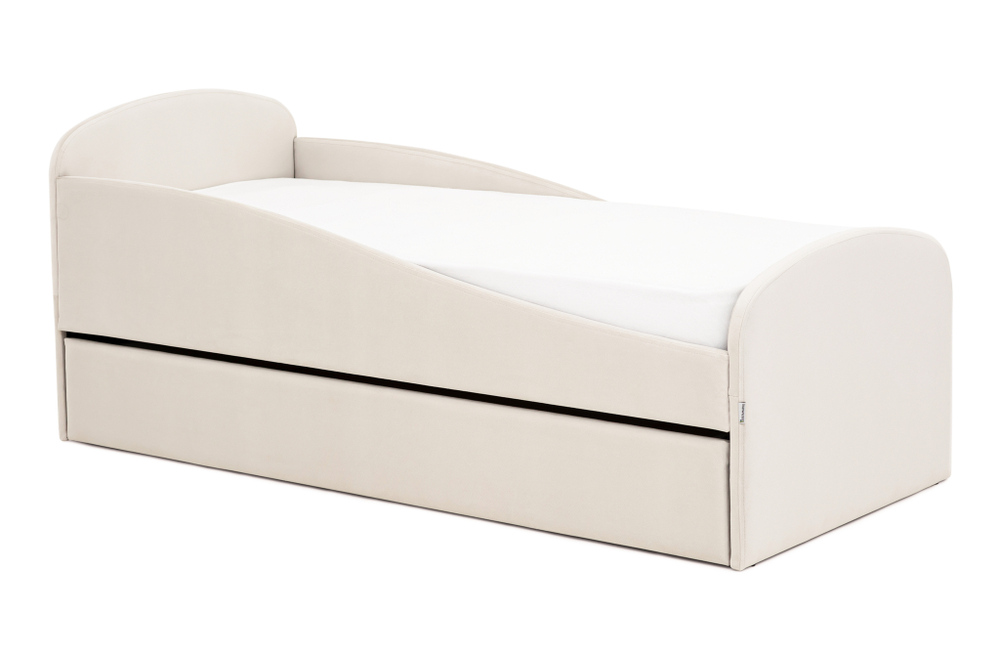 Детская мягкая кровать с ящиком Бельмарко Letmo ванильный велюр