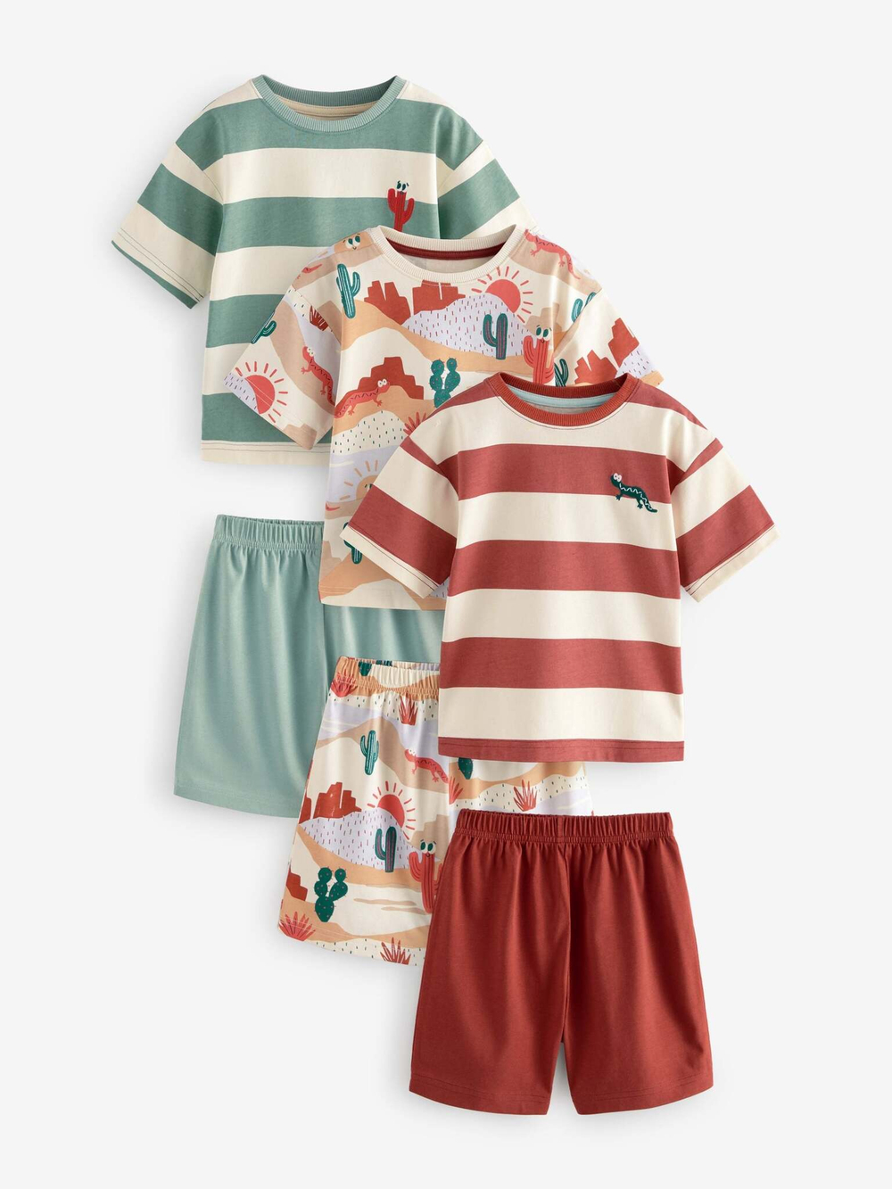 Пижама для мальчика Next E67-674, 3 шт., Красный, Бежевый, Голубой