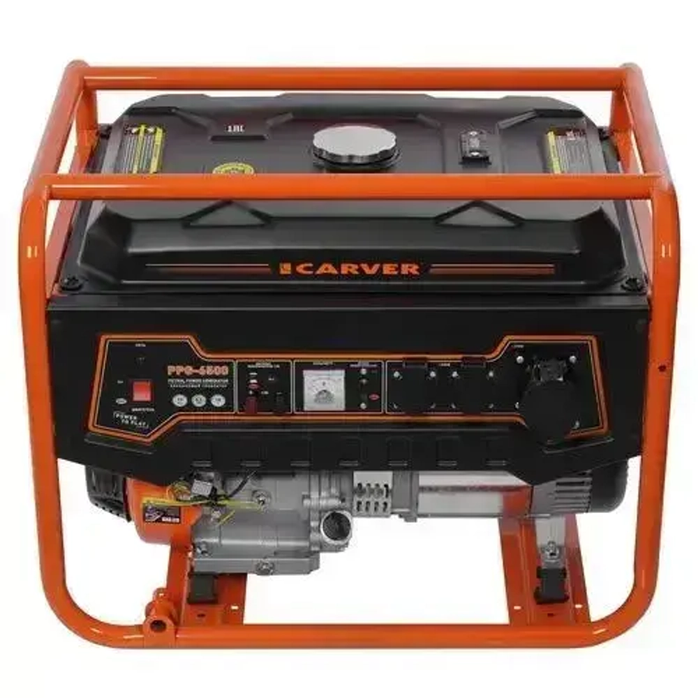Генератор бензиновый CARVER PPG-6500 ( 5,5 кВт, бак 25 л ) / бензогенератор / резервное питание