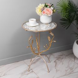 Столик декоративный Oliva Branch (Олива Бранч) Айс Мраморное золото