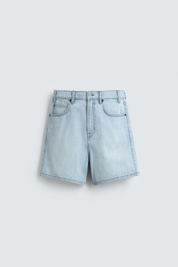 ZARA ДЖИНСОВЫЕ ШОРТЫ RELAXED FIT, ГОЛУБОЙ