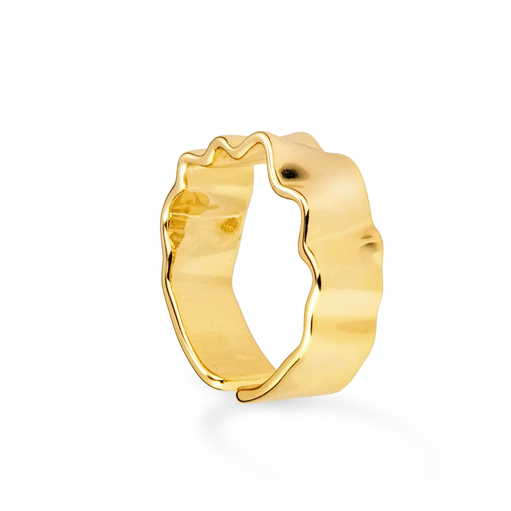 Латунное кольцо базовое "Мятый металл" gold