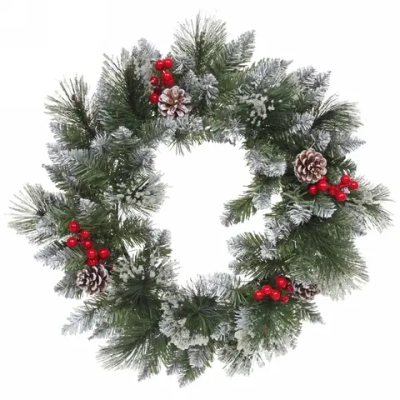 Венок хвойный новогодний «Сверкающие кристаллы» ПВХ, леска, 50 см (SQ736-50)