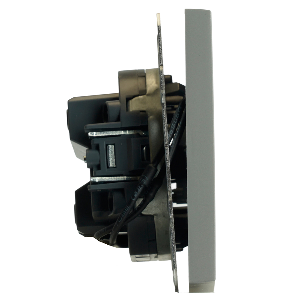 Выключатель 1-клавишный c индикатором (механизм), STEKKER, 250В, 10А, серия Эмили, RSW10-5101-10, платиново-серый, soft touch 49941