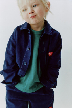 ZARA КУРТКА-РУБАШКА С НАШИВКОЙ «СЕРДЦЕ», ЧЕРНИЛЬНО-СИНИЙ