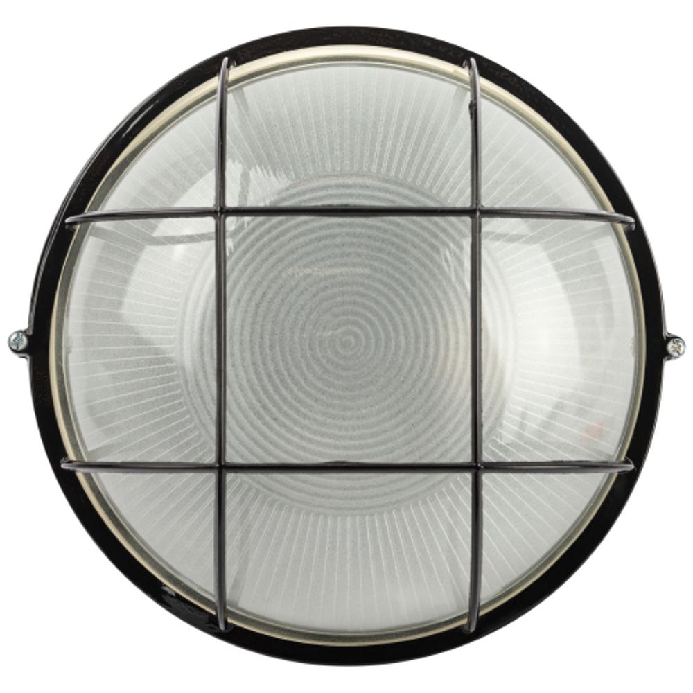 Светильник ЭРА НБП 03-100-002 Акватермо алюминий/стекло решетка IP54 E27 max 100Вт D240 круг черный | Светильники ЖКХ РБ