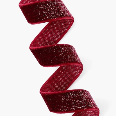 Бархатная лента с серебряным люрексом 20 мм