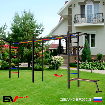 Уличная шведская стенка Sv Sport рукоход х 2 У51711 (Турник/Брусья/Скамья/"Лодочка"/Кронш бокс)