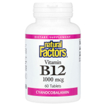 Natural Factors, витамин B12, 1000 мкг, 60 таблеток
