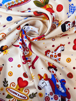 Платок «Дымковская игрушка» 100% шелк