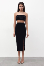 Юбка бархат с разрезом