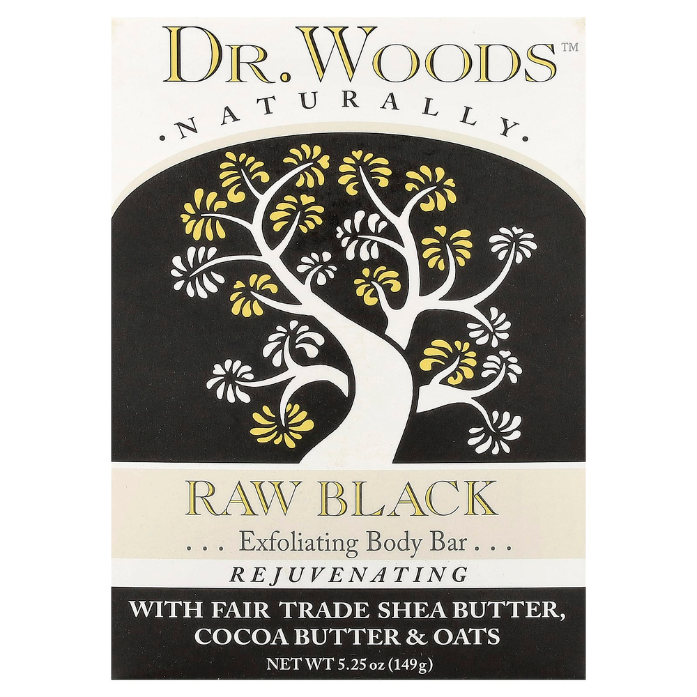 Dr. Woods, отшелушивающее кусковое мыло для тела, натуральное чёрное, 149 г