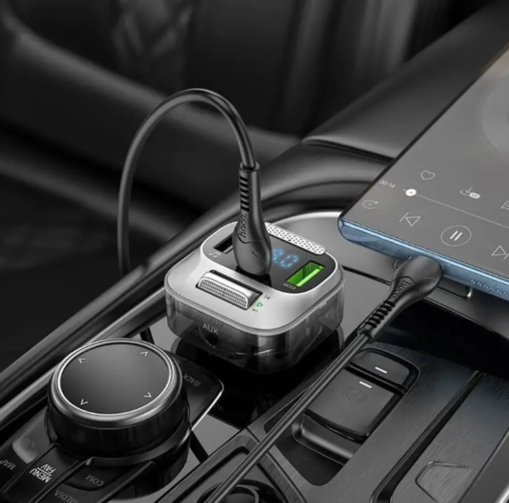 Автомобильный FM-трансмиттер HOCO E75 Bluetooth (черный)