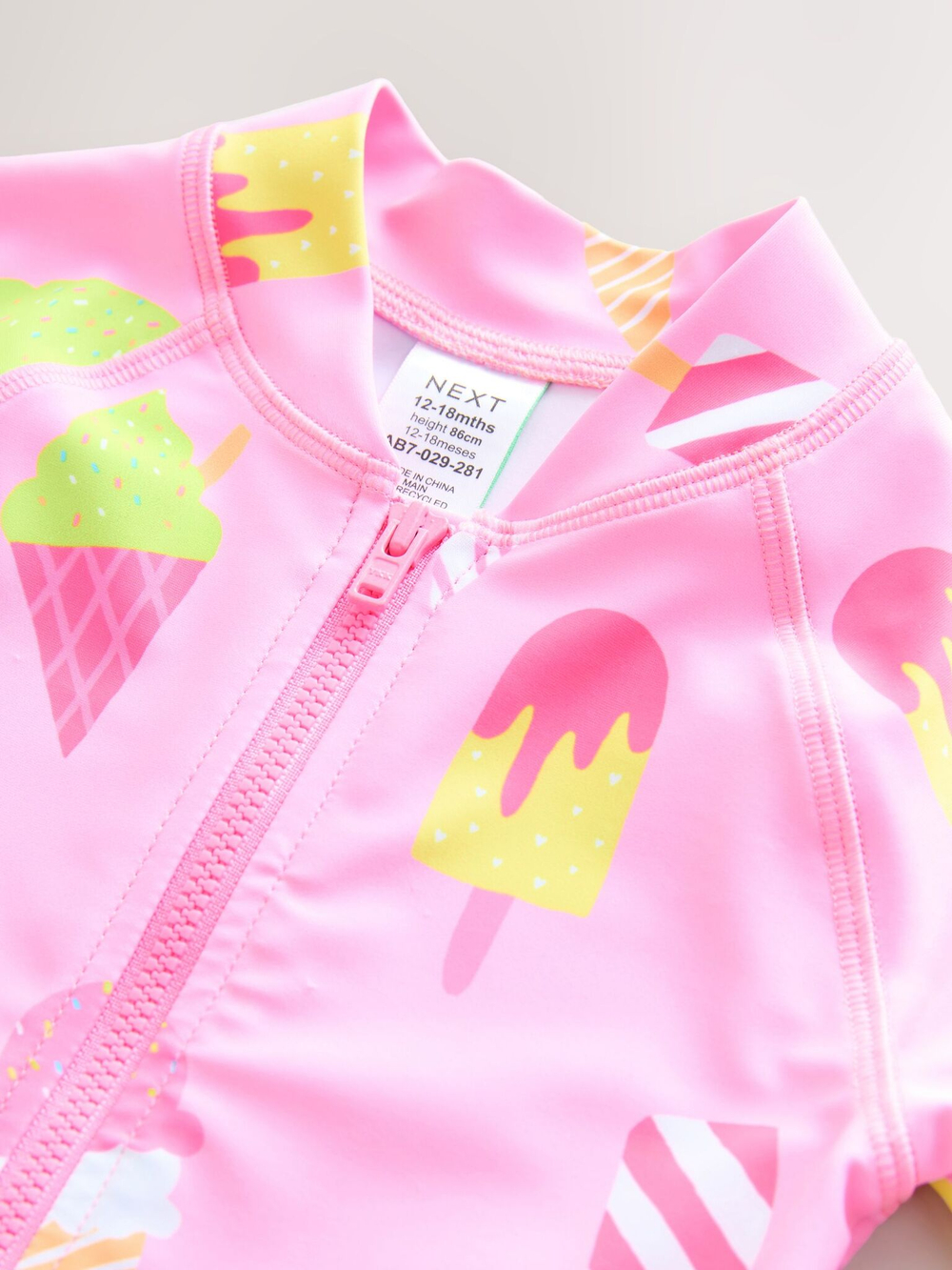Купальник слитный на молнии для девочки Next AB7-029, Розовый