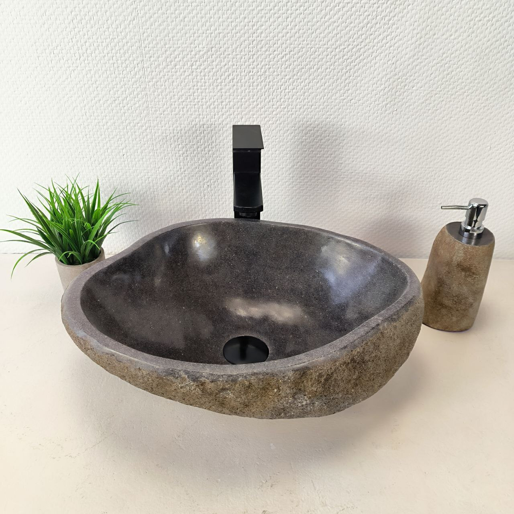 Раковина из речного камня RS-66012 48х34х15 из натурального камня