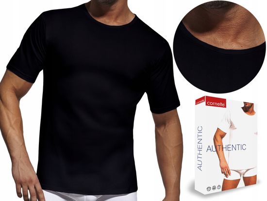 Футболка мужская с коротким рукавом и круглым вырезом Cornette Authentic 202 NEW, черная