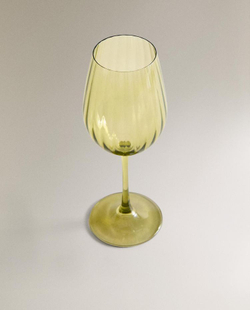 ZARA HOME БОКАЛ ДЛЯ ВИНА ИЗ КРИСТАЛИНА С ОПТИЧЕСКИМ ЭФФЕКТОМ, ЗЕЛЕНЫЙ