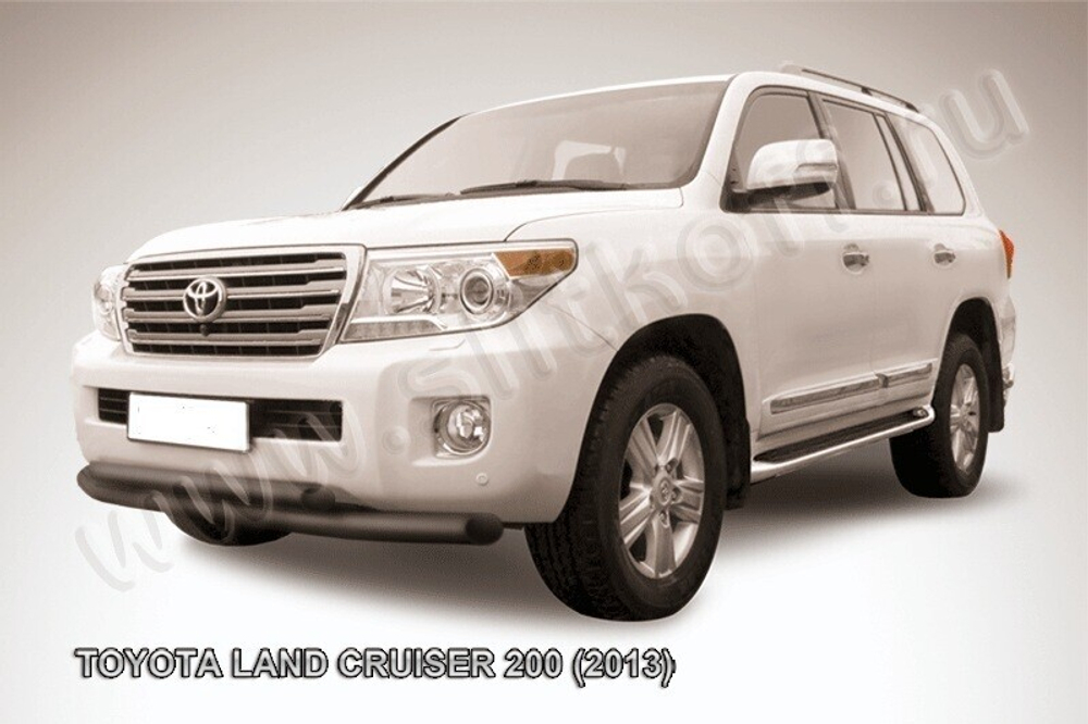 Защита переднего бампера (нержавейка) Toyota Land Cruiser 200 (2013-2015) d76+d57 (черный)