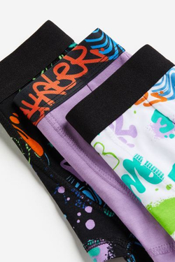 H&M Набор из пяти трусов-боксеров с принтом, бирюзовый