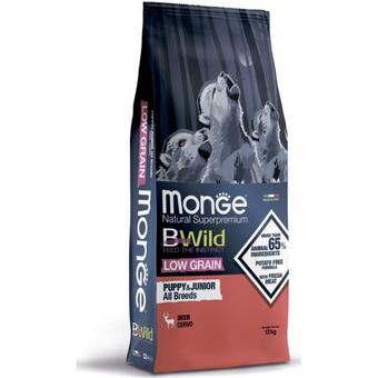 Сухой корм Monge Dog BWild LOW GRAIN Puppy & junior для щенков, низкозерновой, из мяса оленя 12 кг