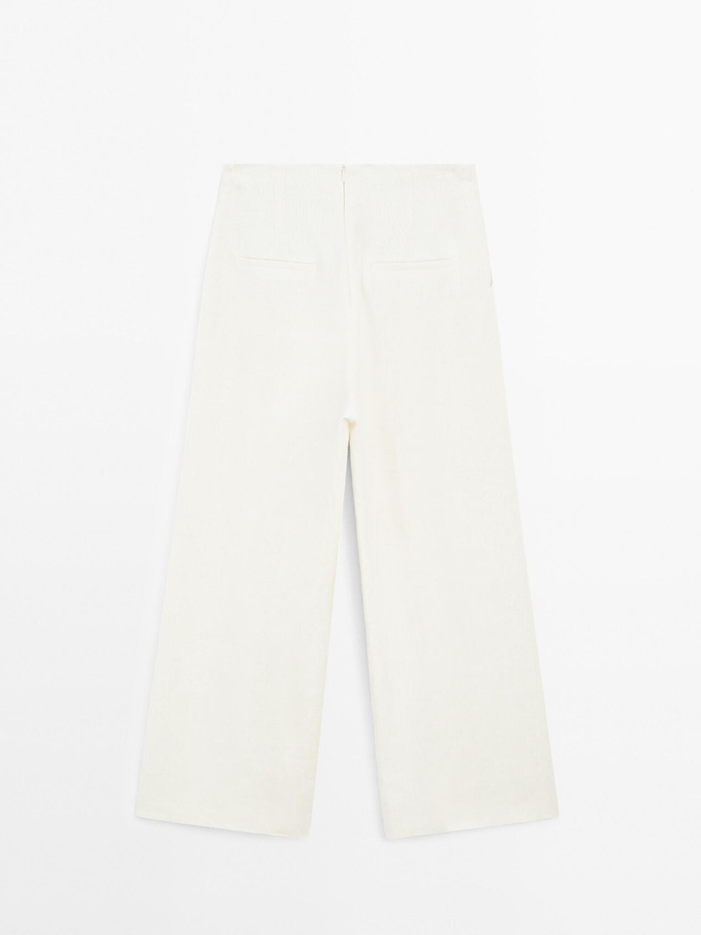 Massimo Dutti Брюки широкие из 100% льна - STUDIO, кремовый