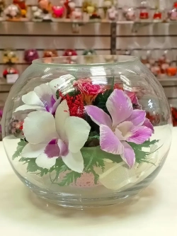 натуральные цветы в стекле, вакуум