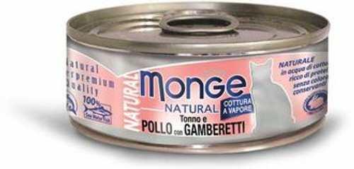 Monge Cat Natural Консервы для кошек с тунцом, курицей и креветками, 80г