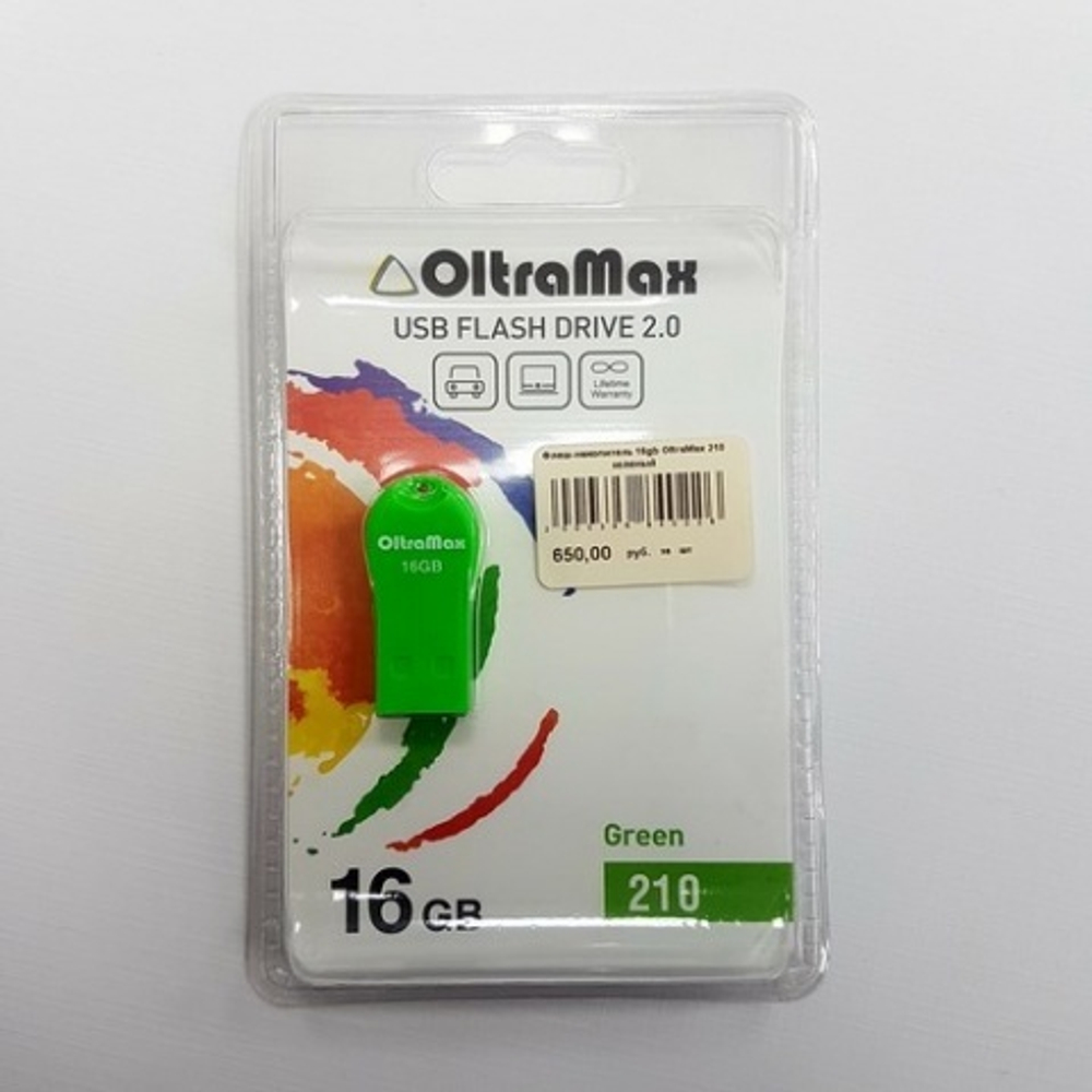 USB Флешка 16GB OltraMax 210, USB 2.0, зеленая