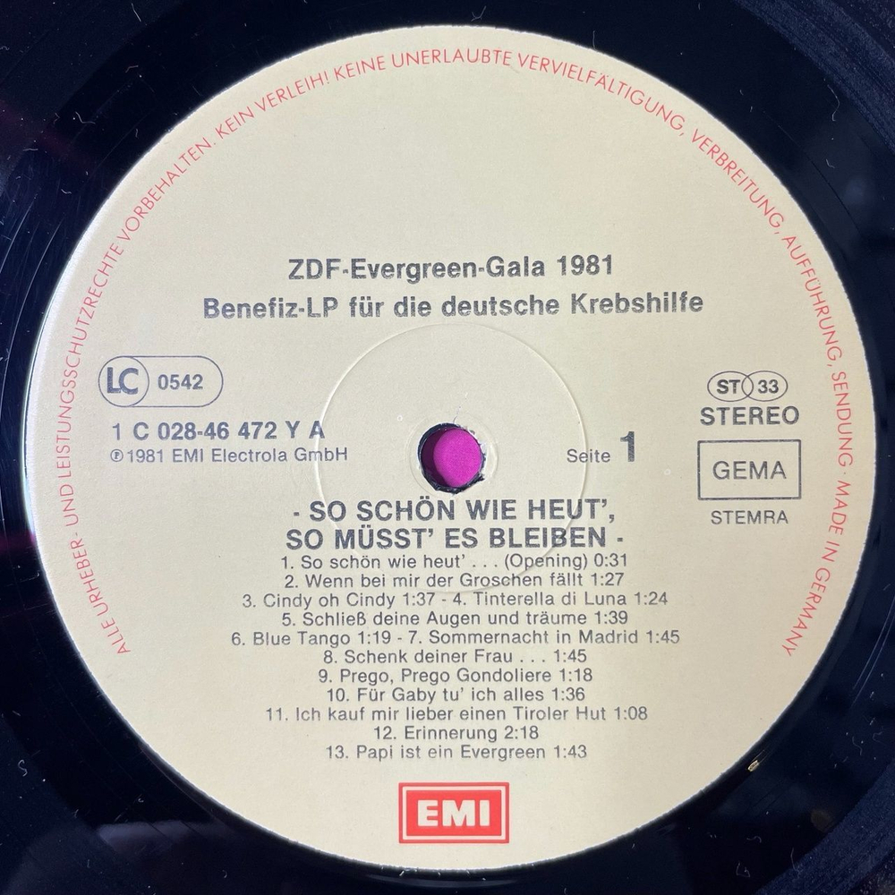 Винтажная виниловая пластинка LP Сборник So Schon Wie Heut (Germany 1981)