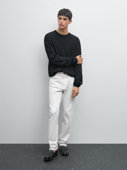 Massimo Dutti Джинсы Slim Fit, кремовый