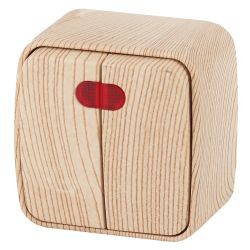 3-105-11 Intro Выключатель двойной с подсветкой, 10А-250В, IP20, ОУ, Polo, сосна | Intro Polo