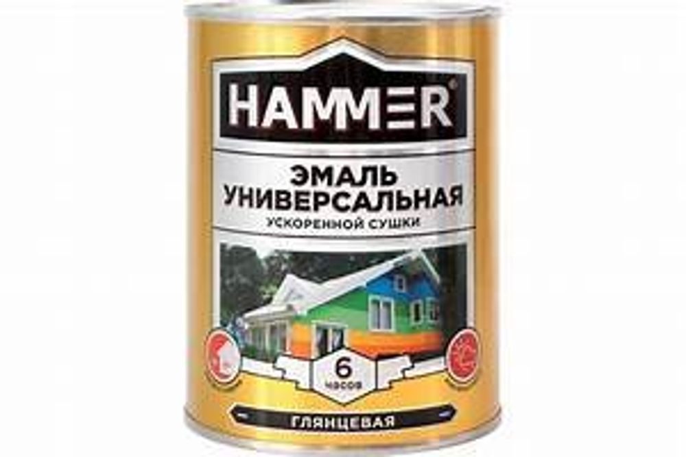 Эмаль универс. уск/суш глянц. белая 0,9 кг Hammer