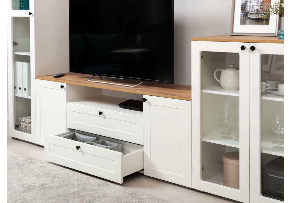 ТВ-тумба Опра 16.47 белый PE шагрень / дуб золотой craft