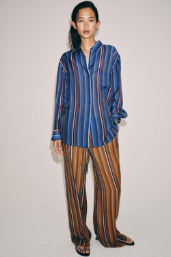 ZARA БРЮКИ В ПОЛОСКУ В ПИЖАМНОМ СТИЛЕ — ZW COLLECTION, КАРАМЕЛЬНЫЙ